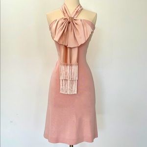 COPY - Christian Dior Stretch Halter Dress Size 36/0 with Silk Bow Detail.